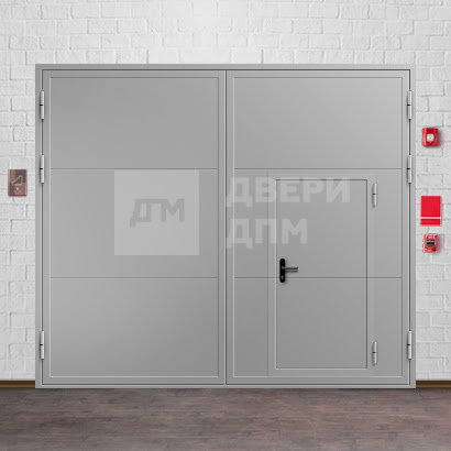 Огнестойкие ворота класса EI-30 с распашным механизмом и калиткой ВПМ-13